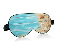 Masque de sommeil Seashell Rope on Blue Wooden Night Eye Shade Cover Soft Comfort Blindfold Blockout Light Sangle réglable pour hommes femmes