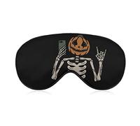 Masque de sommeil Selfie Citrouille Squelette Sommeil Masque pour les Yeux Bandeau avec Sangle Réglable Halloween Soft Eye Cover pour Blocage des Lumières