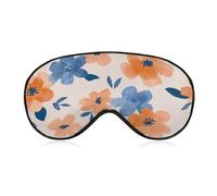 Masque de sommeil simple bohème floral mural orange bleu pour homme et femme avec sangle réglable pour voyage, yoga, sieste, travail