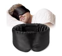 Masque De Sommeil Soie Lot de 2 masques de sommeil en soie, doux et sans pression, en soie de mûrier, for les yeux, anti-rides Pour Dormir Siestes Méditation(Black)