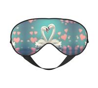 Masque de sommeil soyeux avec motif de cygne amoureux - Bandeau élastique en satin doux pour homme et femme - Pour la sieste de voyage - Étoiles nocturnes silencieuses