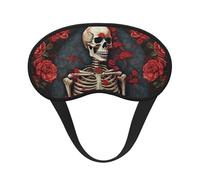 Masque de sommeil squelette avec roses pour homme et femme - Doux et confortable - Occultant - Pour voyage, yoga, sieste, travail