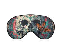 Masque de sommeil squelette avec sangle réglable pour les yeux - Masque de voyage pour les yeux - Cache-yeux doux pour le yoga
