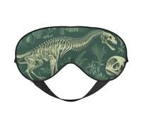 Masque de sommeil squelette de dinosaure pour homme et femme - Masque pour les yeux double face avec sangle réglable, doux et soyeux, bloque la lumière et respirant, pour voyage, sieste, travail posté
