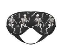 Masque de sommeil squelette intéressant pour homme et femme - Masque pour les yeux double face avec sangle réglable, doux et soyeux, bloque la lumière et respirant, pour voyage, sieste, travail de