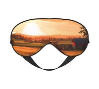 Masque de sommeil Sunset Rural View pour homme et femme - Masque pour les yeux double face avec sangle réglable, doux et soyeux, bloque la lumière et respirant, pour voyage, sieste, travail de nuit
