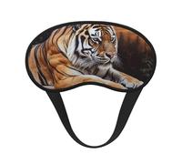 Masque de sommeil tigre allongé sur bois pour femmes, filles, hommes, masque doux et confortable avec sangle réglable pour les yeux, couverture de sommeil occultante pour voyage, yoga, sieste, travail