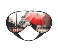 Masque de sommeil Tour Eiffel avec parapluie rouge, masque pour les yeux 100 % soie de mûrier naturelle avec couvre-yeux ultra doux pour dormir, voyage, sieste