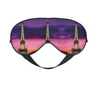 Masque de sommeil tour Eiffel violet doux pour les yeux sangle réglable fonctionne en position de sieste Aide au sommeil