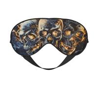 Masque de sommeil trio tête de mort Fiery - Masque de sommeil double face pour homme et femme - Occultant pour dormir et voyager