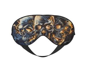 Masque de sommeil trio tête de mort Fiery - Masque de sommeil double face pour homme et femme - Occultant pour dormir et voyager