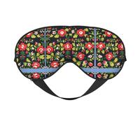 Masque de sommeil ukrainien brodé avec imprimé rose pour femmes et hommes, masque confortable pour les yeux pour les voyages, la sieste la nuit