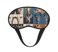 Masque de sommeil ultra doux et lisse avec motif animaux du zoo, éléphant et panda, avec sangle élastique pour dormir, voyager, travailler et méditer - Protection oculaire sans pression