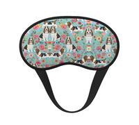 Masque de sommeil ultra doux et lisse pour dormir la nuit, voyage, yoga - Adorable chien Basset Hound et motif floral vintage - Masque occultant pour les personnes dormant sur le côté