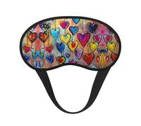 Masque de sommeil ultra doux et lisse pour dormir, voyager, travailler et méditer - Motif cœur coloré bloquant la lumière