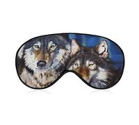 Masque de sommeil Une paire de loups Sleep Eye Mask Bandeau avec sangle réglable Aurora Scenery Soft Eye Cover pour bloquer les lumières