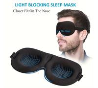 Masque de sommeil unisexe 1 pièce, masque pour les yeux bloquant la lumière 3D, polyester confortable, idéal pour les dormeurs supins et secondaires noir