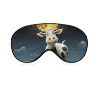 Masque de sommeil vache sur la lune pour homme et femme avec sangle réglable - Doux et respirant - Occultant - Antidérapant - Essentiels de voyage