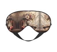Masque de sommeil, vase floral vintage avec livres, masques pour les yeux pour le sommeil, masques de sommeil pour femmes et hommes, couvre-yeux occultants pour voyage/sommeil