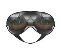 Masque de sommeil Vikings avec imprimé bateau pour homme et femme - Confortable - Pour les voyages, la sieste et le sommeil