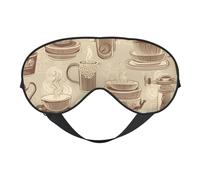 Masque de sommeil vintage à machine à expresso pour homme et femme - Masque pour les yeux double face avec sangle réglable, doux au toucher soyeux, bloque la lumière et respirant, pour voyage, sieste