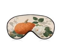 Masque de sommeil vintage pour les yeux - Grand masque de sommeil orange citrouille blanche rose pour homme et femme - Sangle réglable - Pour voyage, yoga, sieste, travail