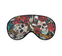 Masque de sommeil Vintage Skull Rose Sleep Eye Mask Bandeau avec sangle réglable Day of The Dead Soft Eye Cover pour bloquer les lumières