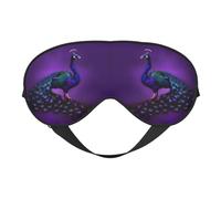 Masque de sommeil violet à motif de paon, masque pour les yeux 100 % soie de mûrier naturelle avec couvre-yeux ultra doux pour dormir, voyage, sieste