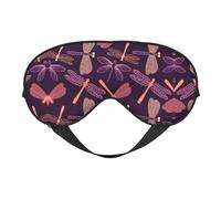 Masque de sommeil violet en forme de libellule - Bloque la lumière - Cadeau essentiel pour homme et femme