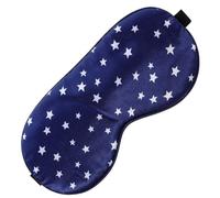 Masque de Sommeil Yeux en Soie Imitée Bleu, Délicat | Imprimé Étoile à Cinq Branches, Léger et Respirant, Facile à Transporter, pour Vol et Sieste