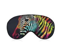 Masque de sommeil zèbre arc-en-ciel coloré pour homme et femme avec sangle réglable - Masque occultant doux et respirant - Antidérapant - Essentiels de voyage