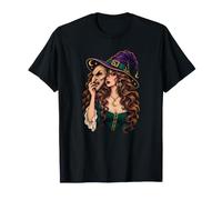 Masque de sorcière avec sorcière Double identité Halloween Fantasy T-Shirt