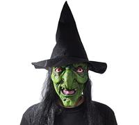 Masque de sorcière d'horreur avec perruque - Visage de zombie vert terrifiant pour Halloween, cosplay et fêtes effrayantes (taille adulte unisexe)