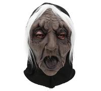 Masque de sorcière effrayant en latex pour adultes - Masque d'horreur pour vieille dame - Nez de sorcier à cheveux longs - Accessoires de costumade pour adultes (sorcière - B)