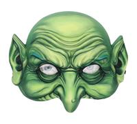 Masque de Sorcière Effrayant Vert EVA pour Costume pour Fête Halloween | Demi-visage Réaliste, Nez D’aigle, Grands Ouvertures Oculaires, Sangle Élastique, Déguisement Féminin Adulte, Spectacles