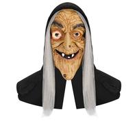 Masque de sorcière réaliste en latex complet masque d'Halloween effrayant le visage de vieille femme pour les adultes Halloween Party s'habiller décoration