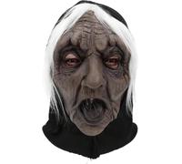 Masque de Sorcière Réaliste Horreur avec Perruque et Chapeau pour Halloween
