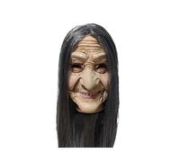 Masque de sorcière unique avec perruque grise for Halloween | Latex, conception de grand-mère réaliste, perruque grise incluse, adulte unisexe, accessoire de fête