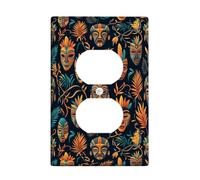 Masque de sortie duplex - Plaque murale - Feuilles tropicales de Bohême - Fleur d'été - Orange - Taille standard - Décoration pour la maison, le salon, l'appartement