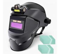 Masque de soudage auto-obscurcissant, casque de soudage à énergie solaire avec 20 plaques de protection et phare amovible, gamme d'ombrage 6-13, masque de soudeur pour TIG, MIG, meulage à l'arc (noir)