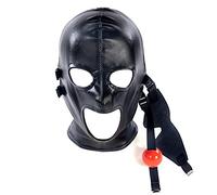 Masque de tête avec bâillon boule et masque pour les yeux SM Bondage en cuir réglable, masque d'isolation amovible pour hommes et femmes, jouet sexuel fétichiste BDSM, cosplay pour couples débutants(M