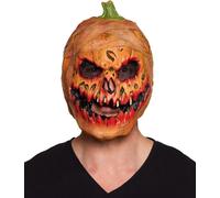 Masque de tête de citrouille pour adultes Halloween orange