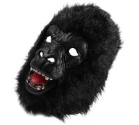 Masque de Tête de Gorille Halloween Noir en Latex, Style Réaliste