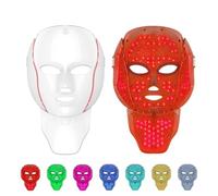 Masque de thérapie par lumière rouge pour le visage et le cou, masque facial à LED sans fil pour thérapie par lumière du visage avec infrarouge 850 nm et lumière rouge 630 nm, thérapie infrarouge pour