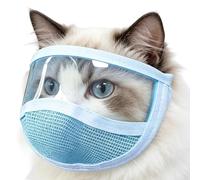 Masque de toilettage pour chat - Bonnet en réglable - Masque transparent respirant pour le toilettage des griffes, la coupe et la coupe, la prévention des morsures et les jeux en plein air