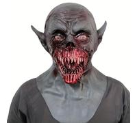 Masque de vampire bouche sanglante dents pointues masque effrayant masque en latex effrayant en latex avec des oreilles pointues masque d'Halloween pour la fête, cosplay, hanté de masque effrayant de