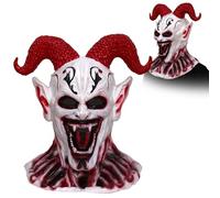 Masque de vampire d'Halloween pour adulte, masque de monstre démon effrayant pour Halloween, fête costumée (blanc)