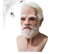 Masque de vieil homme en latex - couverture de visage réaliste, costume drôle effrayant | Headgear Halloween réglable pour les farces de fête, ride détail en détail Masques effrayants adultes adultes