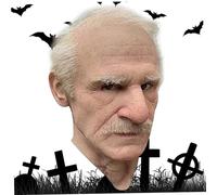 Masque de vieil homme réaliste Halloween cheveux blancs froissés gros nez masque en latex bricolage taille libre masque d'Halloween pour cosplay costume film fête masque de vieil homme réaliste masque