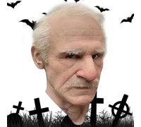 Masque de Vieil Homme réaliste, Masque Vieil Homme Halloween réaliste Cheveux Blancs ridés Big Nose DIY Latex pour la Maison Cosplay Costume Film Party